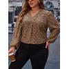 imageSOLY HUX Womens Plus Size Allover Printed Notched V Neck Long Sleeve Casual Blouse TopsCamel Print