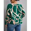imageSOLY HUX Womens Plus Size Allover Printed Notched V Neck Long Sleeve Casual Blouse TopsDark Green Print