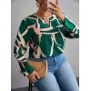 imageSOLY HUX Womens Plus Size Allover Printed Notched V Neck Long Sleeve Casual Blouse TopsDark Green Print