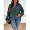 imageSOLY HUX Womens Plus Size Allover Printed Notched V Neck Long Sleeve Casual Blouse TopsGreen Printed Multicoloured