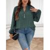 imageSOLY HUX Womens Plus Size Allover Printed Notched V Neck Long Sleeve Casual Blouse TopsGreen Printed Multicoloured