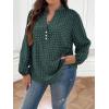 imageSOLY HUX Womens Plus Size Allover Printed Notched V Neck Long Sleeve Casual Blouse TopsGreen Printed Multicoloured