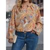 imageSOLY HUX Womens Plus Size Allover Printed Notched V Neck Long Sleeve Casual Blouse TopsMulticolor Floral Print