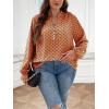 imageSOLY HUX Womens Plus Size Allover Printed Notched V Neck Long Sleeve Casual Blouse TopsOrange Printed Multicoloured