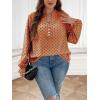imageSOLY HUX Womens Plus Size Allover Printed Notched V Neck Long Sleeve Casual Blouse TopsOrange Printed Multicoloured