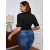 imageSOLY HUX Womens Plus Size Bodysuit Scoop Neck Short Sleeve T Shirts Skinny One Piece Bodysuit Summer Basic TopsBlack Plain