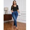 imageSOLY HUX Womens Plus Size Bodysuit Scoop Neck Short Sleeve T Shirts Skinny One Piece Bodysuit Summer Basic TopsBlack Plain