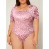 imageSOLY HUX Womens Plus Size Bodysuit Scoop Neck Short Sleeve T Shirts Skinny One Piece Bodysuit Summer Basic TopsDusty Pink