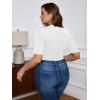 imageSOLY HUX Womens Plus Size Bodysuit Scoop Neck Short Sleeve T Shirts Skinny One Piece Bodysuit Summer Basic TopsPlain White