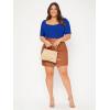 imageSOLY HUX Womens Plus Size Bodysuit Scoop Neck Short Sleeve T Shirts Skinny One Piece Bodysuit Summer Basic TopsSolid Royal Blue
