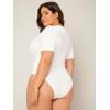 imageSOLY HUX Womens Plus Size Bodysuit Scoop Neck Short Sleeve T Shirts Skinny One Piece Bodysuit Summer Basic TopsSolid White