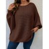 imageSOLY HUX Womens Plus Size Crewneck Long Sleeve Casual Oversized Sweater Pullover TopsPlain Chocolate Brown