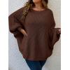 imageSOLY HUX Womens Plus Size Crewneck Long Sleeve Casual Oversized Sweater Pullover TopsPlain Chocolate Brown