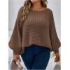 imageSOLY HUX Womens Plus Size Crewneck Long Sleeve Casual Oversized Sweater Pullover TopsPure Coffee Brown