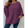 imageSOLY HUX Womens Plus Size Crewneck Long Sleeve Casual Oversized Sweater Pullover TopsPure Purple