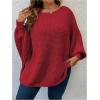 imageSOLY HUX Womens Plus Size Crewneck Long Sleeve Casual Oversized Sweater Pullover TopsPure Red
