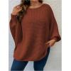 imageSOLY HUX Womens Plus Size Crewneck Long Sleeve Casual Oversized Sweater Pullover TopsPure Redwood