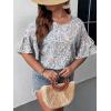 imageSOLY HUX Womens Plus Size Ditsy Floral Print Blouse Ruffle Half Sleeve Summer TopsApricot Ditsy Floral