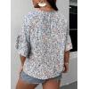 imageSOLY HUX Womens Plus Size Ditsy Floral Print Blouse Ruffle Half Sleeve Summer TopsApricot Ditsy Floral