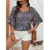 imageSOLY HUX Womens Plus Size Ditsy Floral Print Blouse Ruffle Half Sleeve Summer TopsBlack Floral