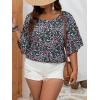 imageSOLY HUX Womens Plus Size Ditsy Floral Print Blouse Ruffle Half Sleeve Summer TopsBlack Floral