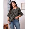 imageSOLY HUX Womens Plus Size Ditsy Floral Print Blouse Ruffle Half Sleeve Summer TopsBlack Floral Print