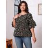 imageSOLY HUX Womens Plus Size Ditsy Floral Print Blouse Ruffle Half Sleeve Summer TopsBlack Floral Print