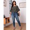 imageSOLY HUX Womens Plus Size Ditsy Floral Print Blouse Ruffle Half Sleeve Summer TopsBlack Floral Print