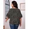 imageSOLY HUX Womens Plus Size Ditsy Floral Print Blouse Ruffle Half Sleeve Summer TopsBlack Floral Print