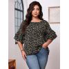 imageSOLY HUX Womens Plus Size Ditsy Floral Print Blouse Ruffle Half Sleeve Summer TopsBlack Floral Print