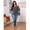 imageSOLY HUX Womens Plus Size Ditsy Floral Print Blouse Ruffle Half Sleeve Summer TopsBlack Floral Print
