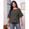imageSOLY HUX Womens Plus Size Ditsy Floral Print Blouse Ruffle Half Sleeve Summer TopsBlack Floral Print