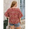 imageSOLY HUX Womens Plus Size Ditsy Floral Print Blouse Ruffle Half Sleeve Summer TopsBurgundy Floral