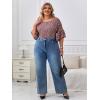 imageSOLY HUX Womens Plus Size Ditsy Floral Print Blouse Ruffle Half Sleeve Summer TopsBurgundy Floral Print