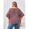 imageSOLY HUX Womens Plus Size Ditsy Floral Print Blouse Ruffle Half Sleeve Summer TopsBurgundy Floral Print