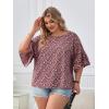 imageSOLY HUX Womens Plus Size Ditsy Floral Print Blouse Ruffle Half Sleeve Summer TopsBurgundy Floral Print