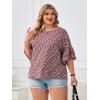 imageSOLY HUX Womens Plus Size Ditsy Floral Print Blouse Ruffle Half Sleeve Summer TopsBurgundy Floral Print