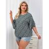 imageSOLY HUX Womens Plus Size Ditsy Floral Print Blouse Ruffle Half Sleeve Summer TopsDark Green Floral