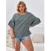 imageSOLY HUX Womens Plus Size Ditsy Floral Print Blouse Ruffle Half Sleeve Summer TopsDark Green Floral