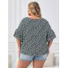 imageSOLY HUX Womens Plus Size Ditsy Floral Print Blouse Ruffle Half Sleeve Summer TopsDark Green Floral