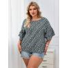 imageSOLY HUX Womens Plus Size Ditsy Floral Print Blouse Ruffle Half Sleeve Summer TopsDark Green Floral