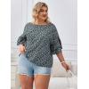 imageSOLY HUX Womens Plus Size Ditsy Floral Print Blouse Ruffle Half Sleeve Summer TopsDark Green Floral