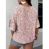 imageSOLY HUX Womens Plus Size Ditsy Floral Print Blouse Ruffle Half Sleeve Summer TopsDitsy Floral Multicoloured