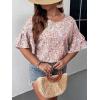 imageSOLY HUX Womens Plus Size Ditsy Floral Print Blouse Ruffle Half Sleeve Summer TopsDitsy Floral Multicoloured