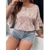 imageSOLY HUX Womens Plus Size Ditsy Floral Print Blouse Ruffle Half Sleeve Summer TopsDitsy Floral Multicoloured