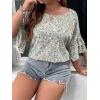 imageSOLY HUX Womens Plus Size Ditsy Floral Print Blouse Ruffle Half Sleeve Summer TopsFloral Multi