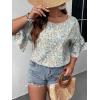 imageSOLY HUX Womens Plus Size Ditsy Floral Print Blouse Ruffle Half Sleeve Summer TopsFloral Multi