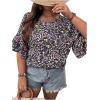 imageSOLY HUX Womens Plus Size Ditsy Floral Print Blouse Ruffle Half Sleeve Summer TopsMulti Ditsy Floral