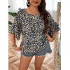 imageSOLY HUX Womens Plus Size Ditsy Floral Print Blouse Ruffle Half Sleeve Summer TopsMulti Floral