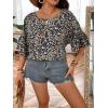 imageSOLY HUX Womens Plus Size Ditsy Floral Print Blouse Ruffle Half Sleeve Summer TopsMulti Floral